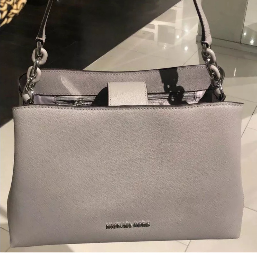 NWT MK SOFIA LARGE SATCHEL CROSSBODY BAG GREY
